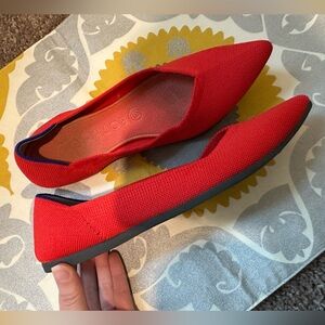 Rothy's Red Flats with Blue Trim